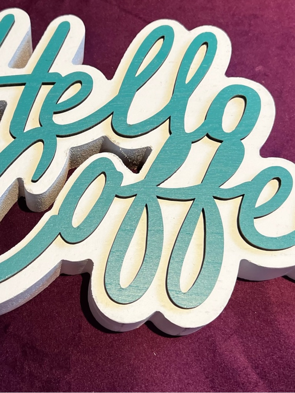 Hello Coffee wood table top decor - Picture 4 of 5